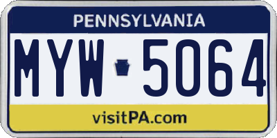 PA license plate MYW5064