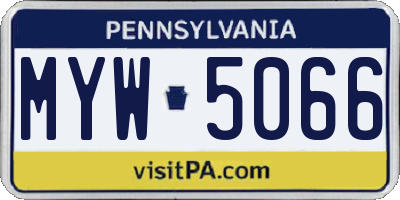 PA license plate MYW5066