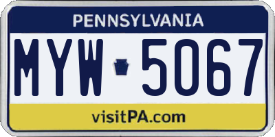 PA license plate MYW5067