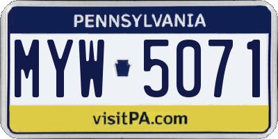 PA license plate MYW5071