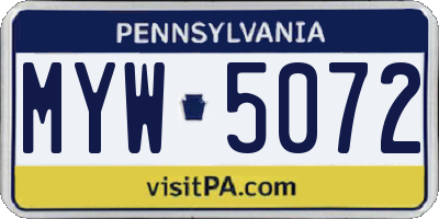 PA license plate MYW5072