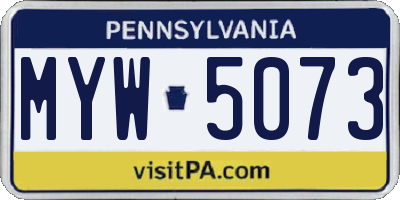 PA license plate MYW5073