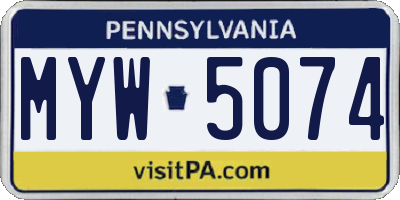 PA license plate MYW5074