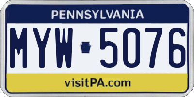 PA license plate MYW5076