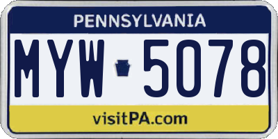 PA license plate MYW5078