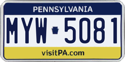 PA license plate MYW5081