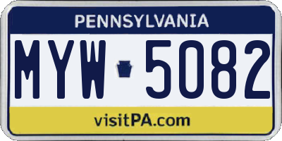PA license plate MYW5082