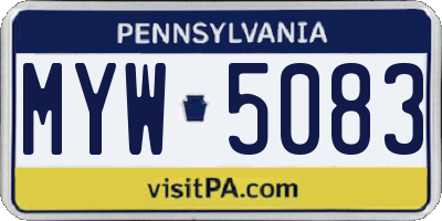 PA license plate MYW5083