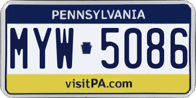 PA license plate MYW5086