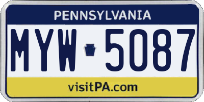 PA license plate MYW5087