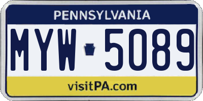 PA license plate MYW5089