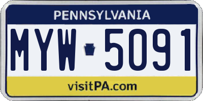 PA license plate MYW5091