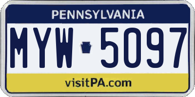 PA license plate MYW5097