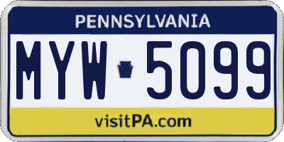 PA license plate MYW5099
