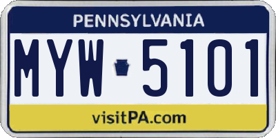 PA license plate MYW5101