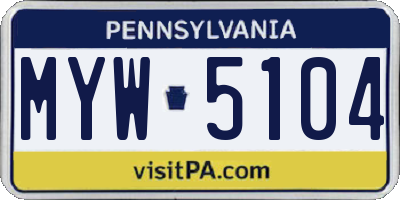 PA license plate MYW5104