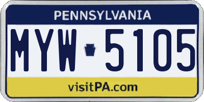 PA license plate MYW5105