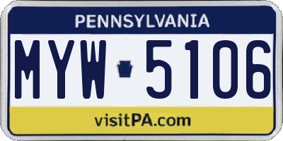 PA license plate MYW5106