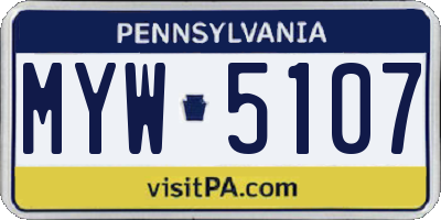PA license plate MYW5107