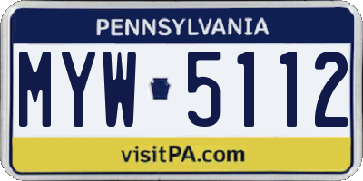 PA license plate MYW5112