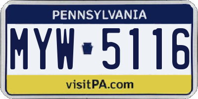 PA license plate MYW5116