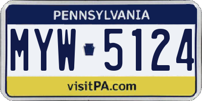 PA license plate MYW5124