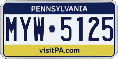 PA license plate MYW5125