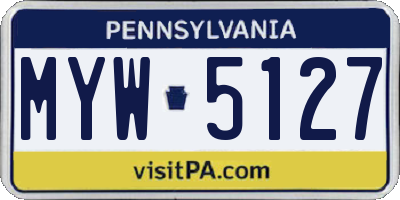 PA license plate MYW5127