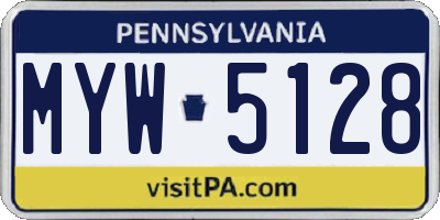 PA license plate MYW5128