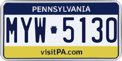 PA license plate MYW5130