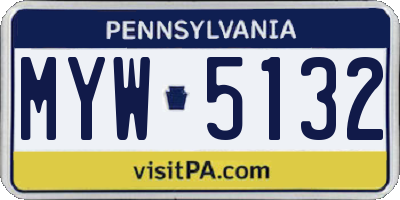 PA license plate MYW5132