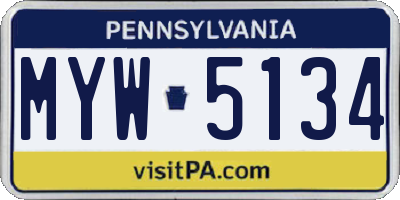 PA license plate MYW5134