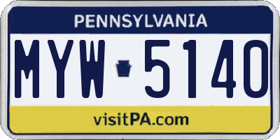 PA license plate MYW5140