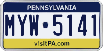 PA license plate MYW5141