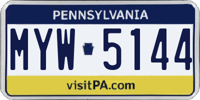 PA license plate MYW5144