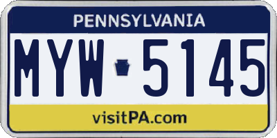 PA license plate MYW5145