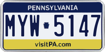 PA license plate MYW5147