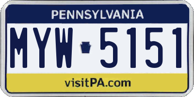 PA license plate MYW5151