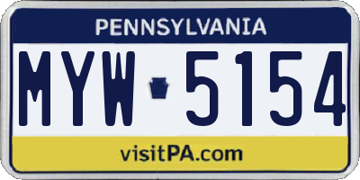 PA license plate MYW5154