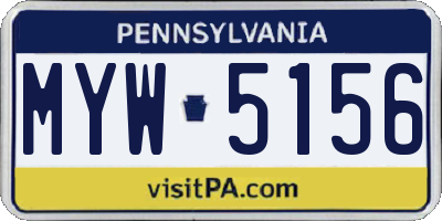 PA license plate MYW5156