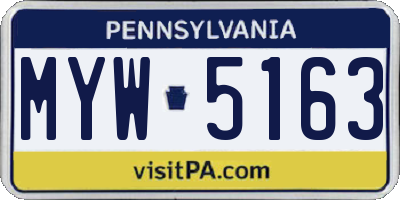 PA license plate MYW5163