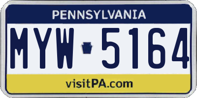 PA license plate MYW5164