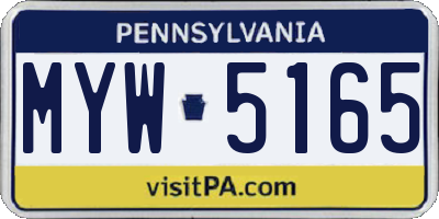 PA license plate MYW5165