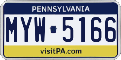 PA license plate MYW5166