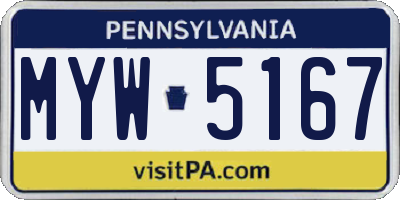 PA license plate MYW5167
