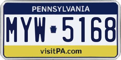 PA license plate MYW5168