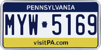 PA license plate MYW5169
