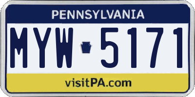 PA license plate MYW5171