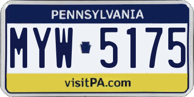 PA license plate MYW5175