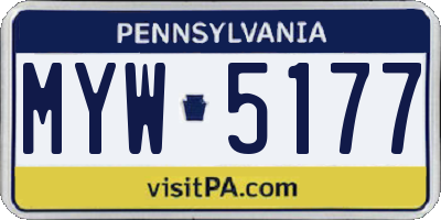 PA license plate MYW5177